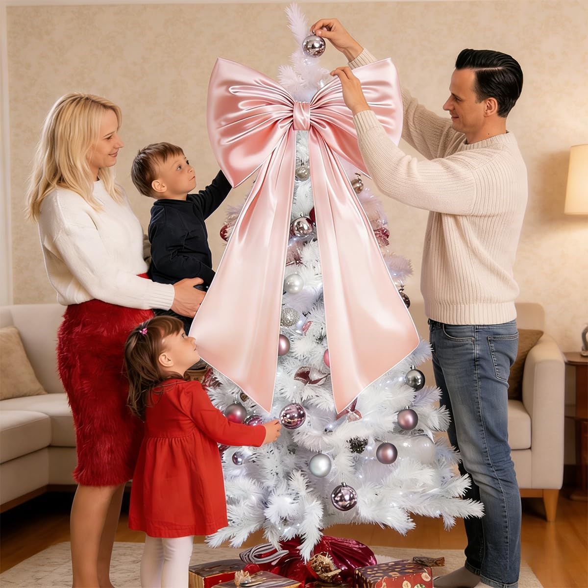 Skiennix Large Pink Bow Decor - 3D Look with Hidden Lining | Perfect for Bedroom Wall & Party Decor (1 PCS)