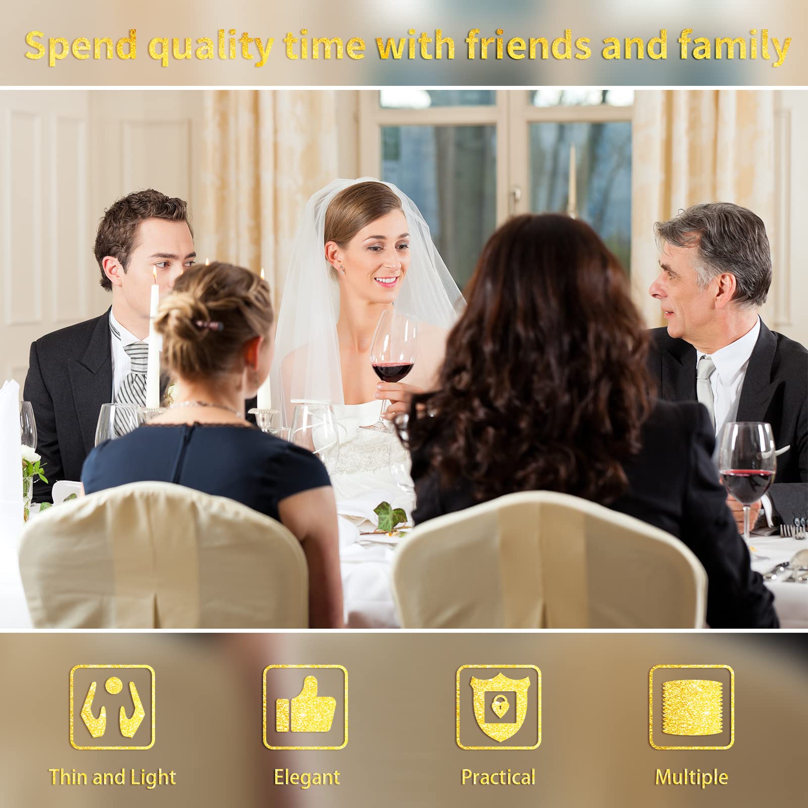 Honeydak 300 Pcs Gold Glitter Plastic Dinnerware Set for 100 Guests, 100 Wedding Plates 7.5 Inch, 100 Cup Gold 9 Oz, 100 Dessert Forks for Bride Party Engagement Anniversary Birthday