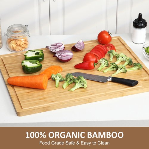 GAOMON 24 x 18 In Extra Large Bamboo Wood Cutting Board, Large Kitchen Chopping Board with Juice Groove, Cheese Charcuterie Board, Butcher Block, Charcuterie Board, 100% Organic Bamboo