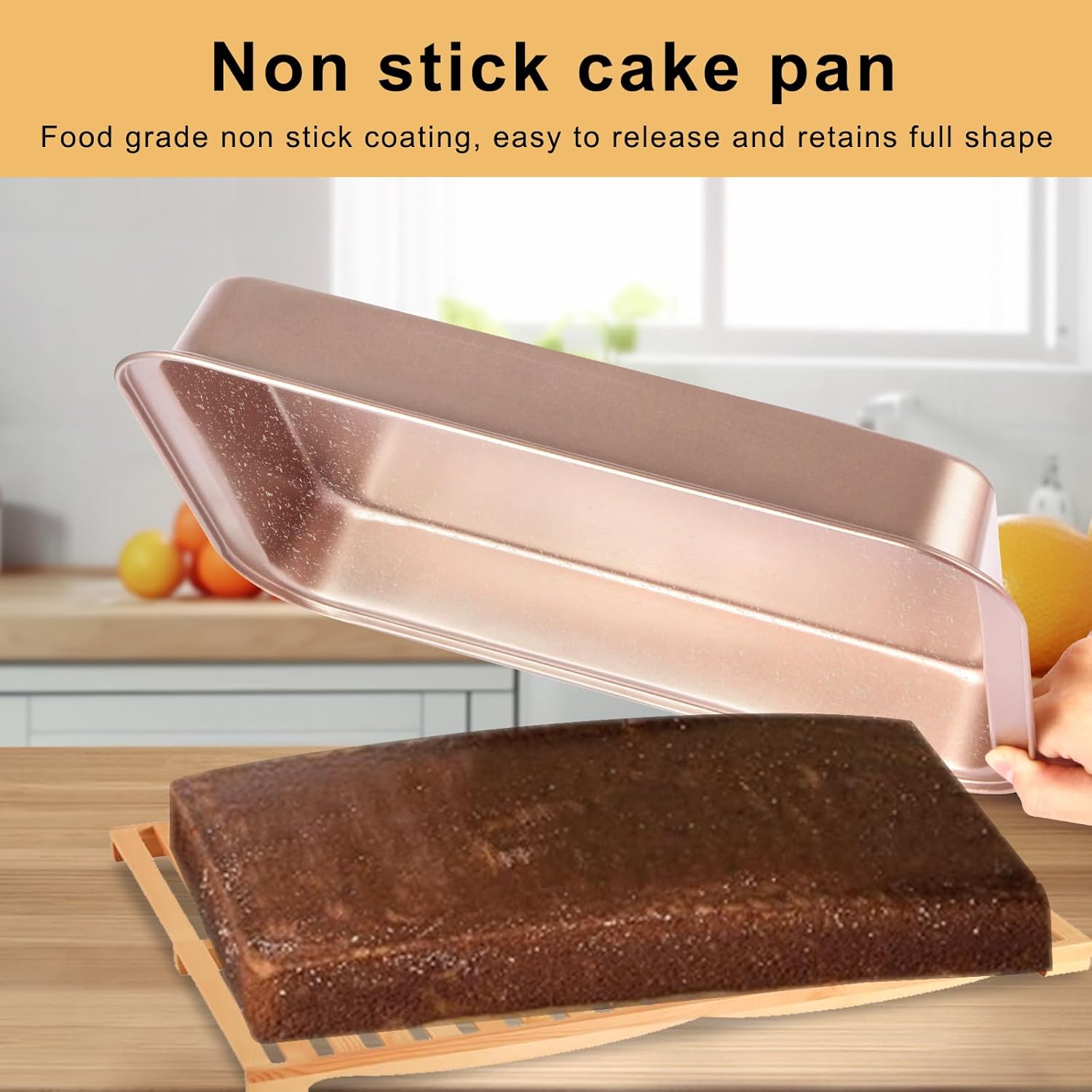 Regine Switzerland Nonstick 9x13 Baking Pan - Easy Clean Carbon Steel Bakeware for Cakes & Lasagna | Rose Gold