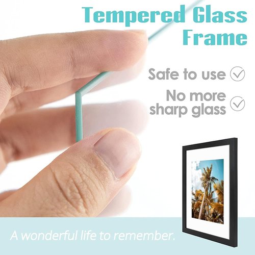 Frametory 11x14 Picture Frame - High Definition Glass with Mat for 8x10 Photo | Black, 1 Pack