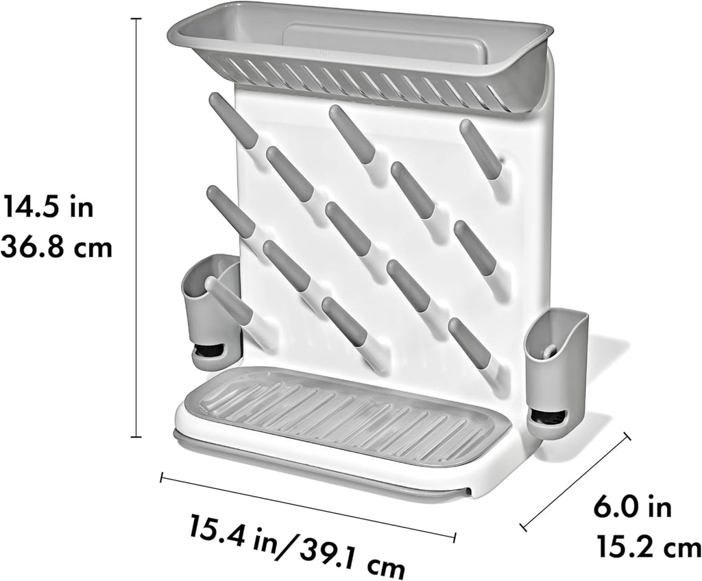 OXO Tot Expandable Drying Rack - Space-Saving Design for Newborn Baby Bottles | Essential Kitchen Organizer