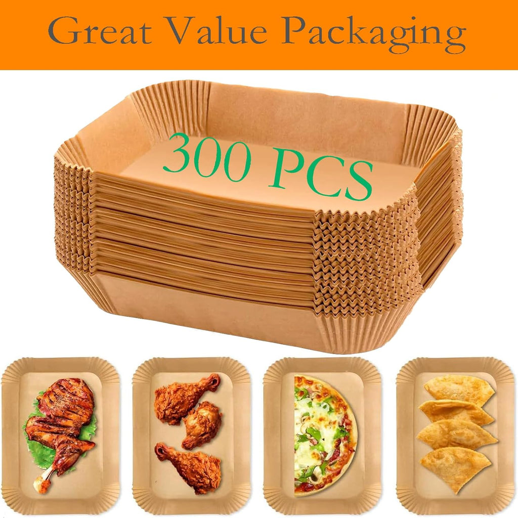 Ninja Air Fryer Liners - 300 PCS Disposable Baking Paper for 8-10QT Dual Basket | Food Grade 8.1 x 5.1 Inch