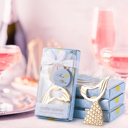 4 PCS Mermaid Bottle Openers - Wedding and Party Favors, Elegant Sea Themed Gifts for Guests, Perfect for Bridal & Baby Showers, Birthdays, Celebrations, with Gift Box