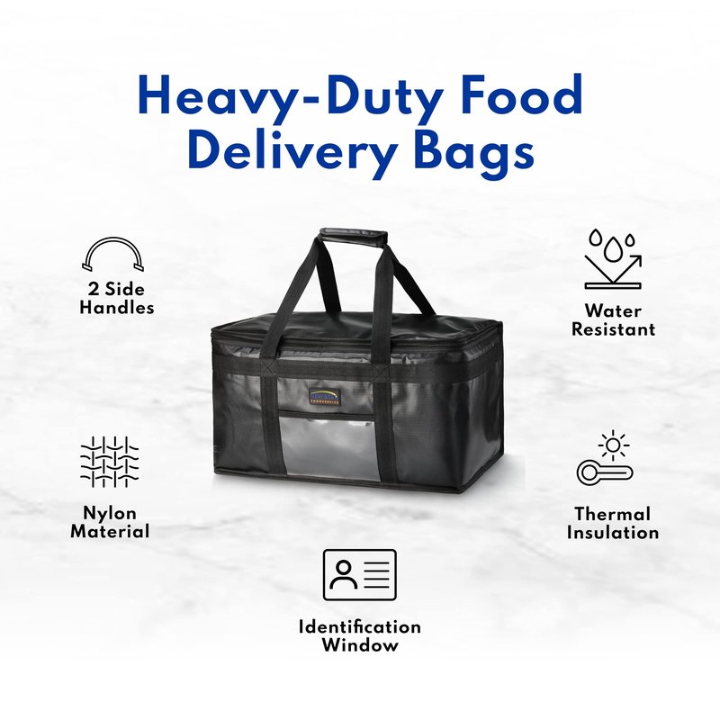 New Star Foodservice Commercial Insulated Food Delivery Bag, Half Size, 12 x 11.5 x 9.5 Inch, Black