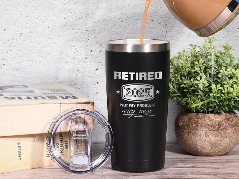 Triwol 2025 Retirement Gifts for Men and Women, Funny Retired 2025 Not My Problem Any More Tumbler Gift 20 oz Black, Retiring Present Ideas for Office Coworkers, Boss, Teacher, Doctor, Husband, Dad