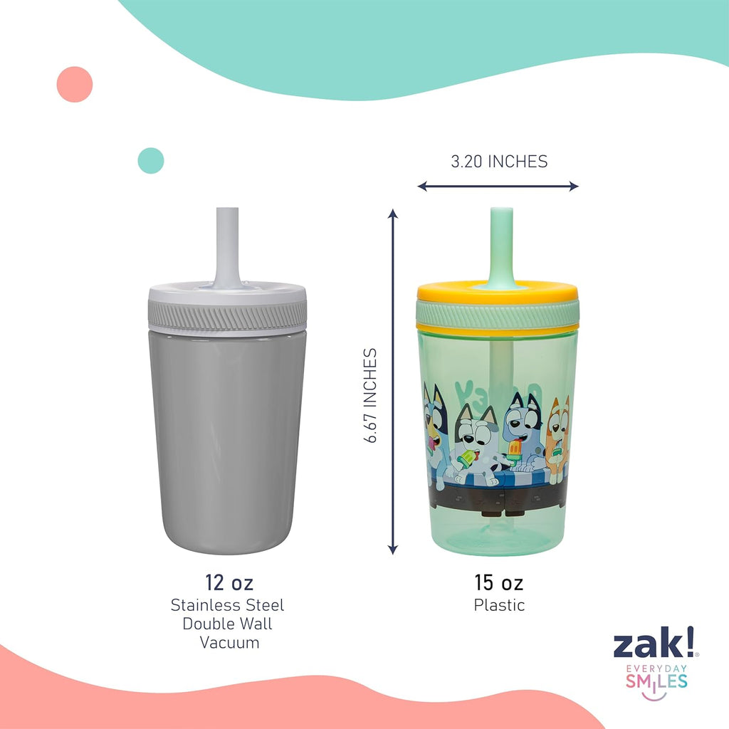 Zak Designs Bluey Kelso Toddler Cups - 15oz Leak-Proof Sippy Cups, 2-Pack for Travel & Home