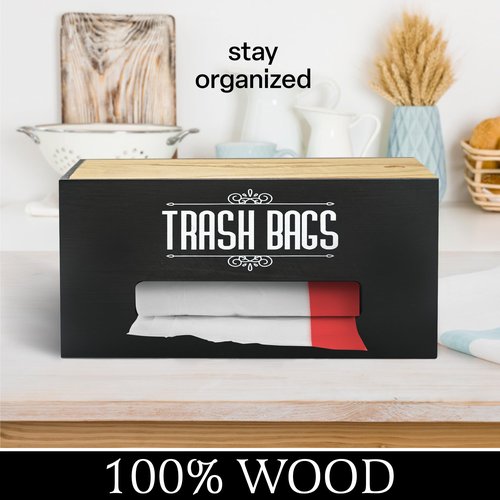 [MG Prime Product] Trash Bag Dispenser, Garbage Bag Holder, Trash Bag Organizer Wall Mount, Wooden Trash Bag Roll Holder for Plastic Bags Countertop, Trash Bag Stand, Outdoor Trash Bag Holder