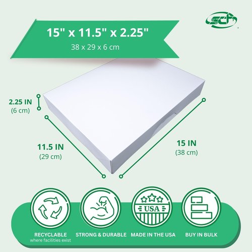 SCT Donut Boxes, 15 x 11.5 x 2.25, White, Paper, 100/Carton