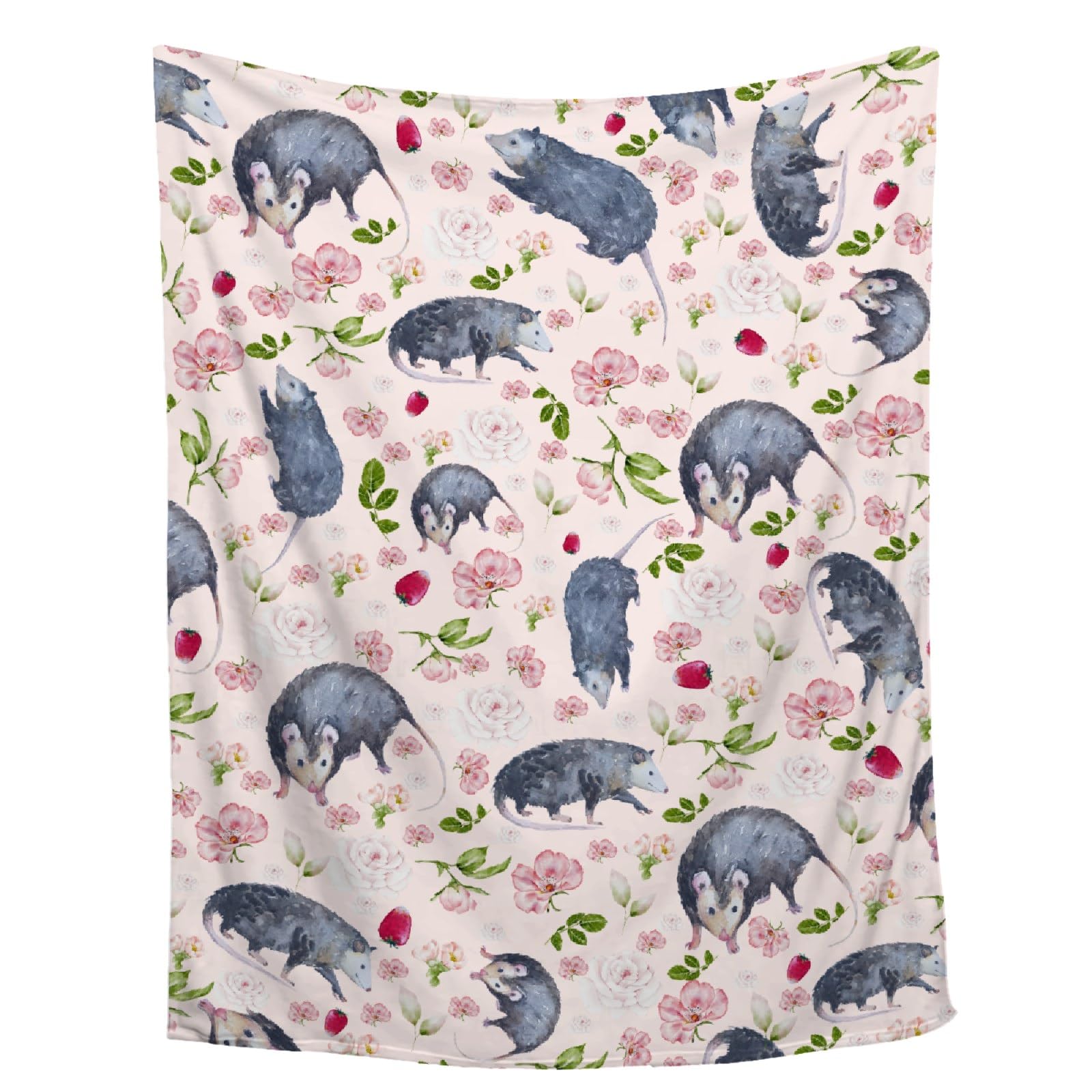 Possums Throw Blankets Opossum Flannel Blanket | Ultra-Soft Micro Opossums Blanket for Girls Boys | Funny Animal Home Decor for Bedding Couch Sofa | 50"x60" Opossum Lover Gift Blanket