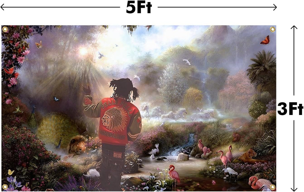 Rapper Flag | Chief in The Garden of Eden Aesthetic Tapestry - Durable 3x5 Feet for Indoor & Outdoor Decor