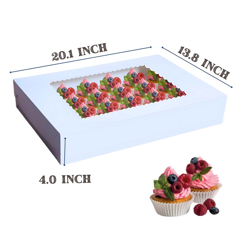 SEROJA 10 Pack Cupcake Boxes 24 Count with Lid - Stackable Cupcake Carrier for 240 Cupcakes, Sturdy Disposable Containers for Mini and Standard Cupcakes, Muffins & Pastries （20.1x13.8x4 Inch）