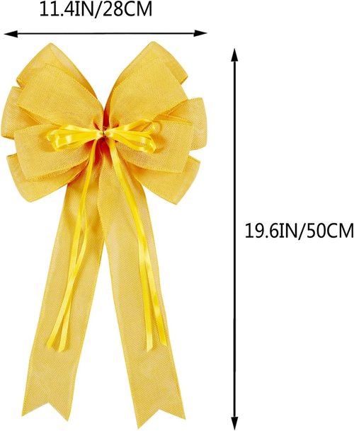 Hongsome Large Yellow Easter Wreath Bow Decor - Classic Glitter & Burlap Ribbon | Seasonal Tree Topper