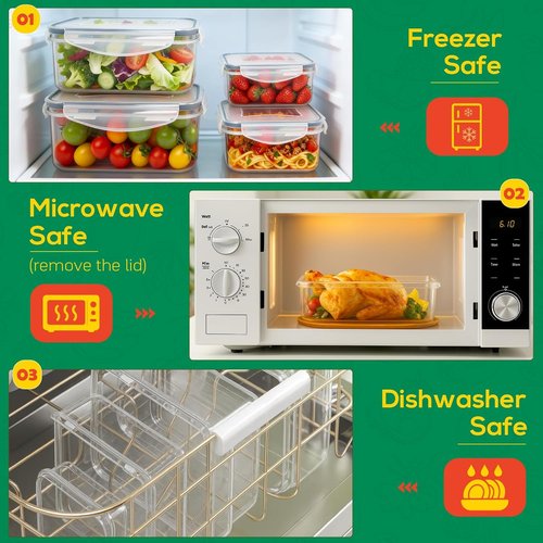 Large Food Storage Containers by [Brand Name] - BPA-Free, Airtight & Leakproof | 6 Pack, Various Sizes (85oz/50oz/34oz)