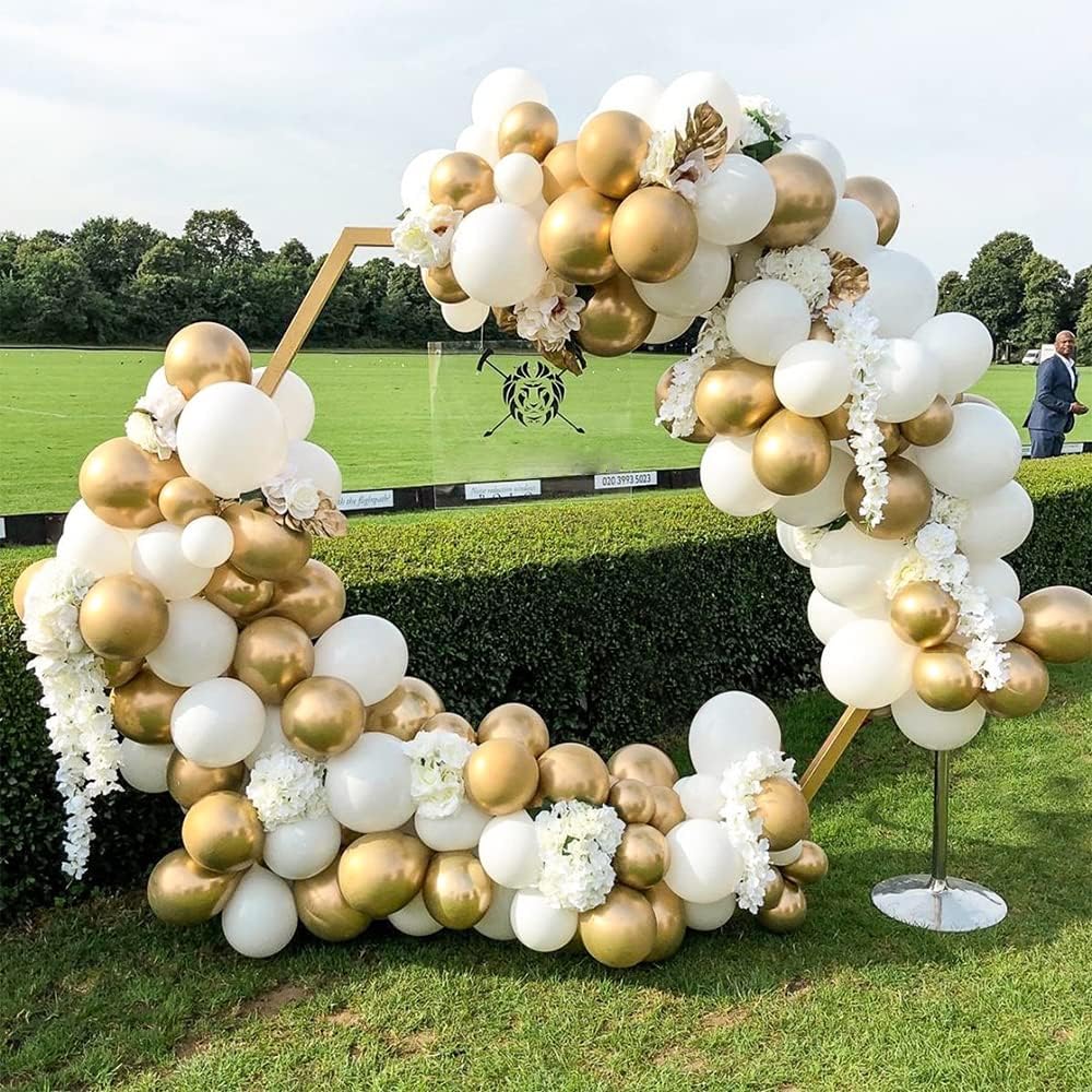 RUBFAC Metallic Gold Balloons - 92pcs Chrome Latex Set for New Year & Birthday Celebrations | 5-18 Inch