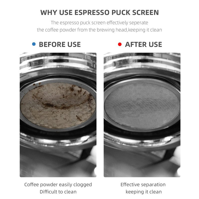 MHW-3BOMBER 54mm Puck Screen - 0.8mm Espresso Puck Screen - Metal Reusable Coffee Filter for Breville Sage 54mm Portafilter Basket - Double-layer Espresso Screen FG5591M-OS