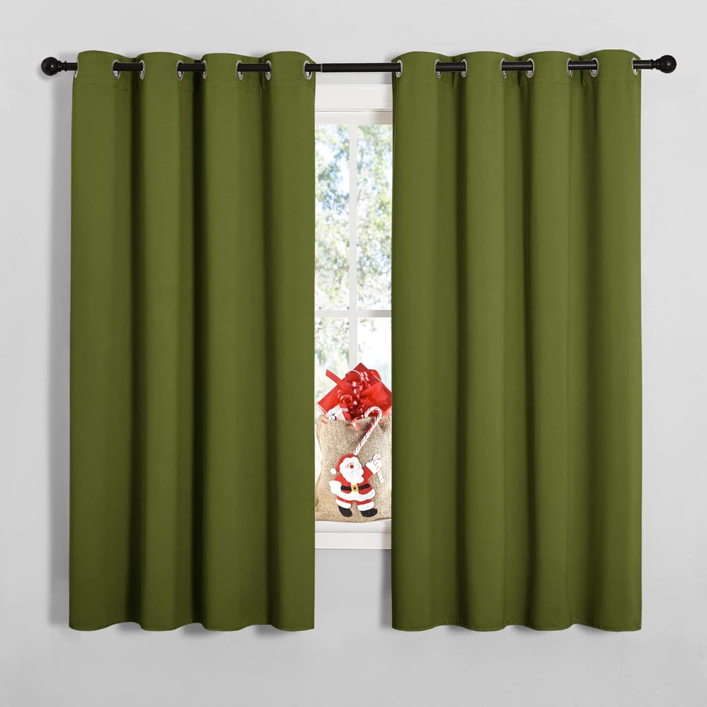 NICETOWN Blackout Curtain Panels - Thermal Insulated Draperies | Olive Green, 55 x 68 Inches (One Pair)