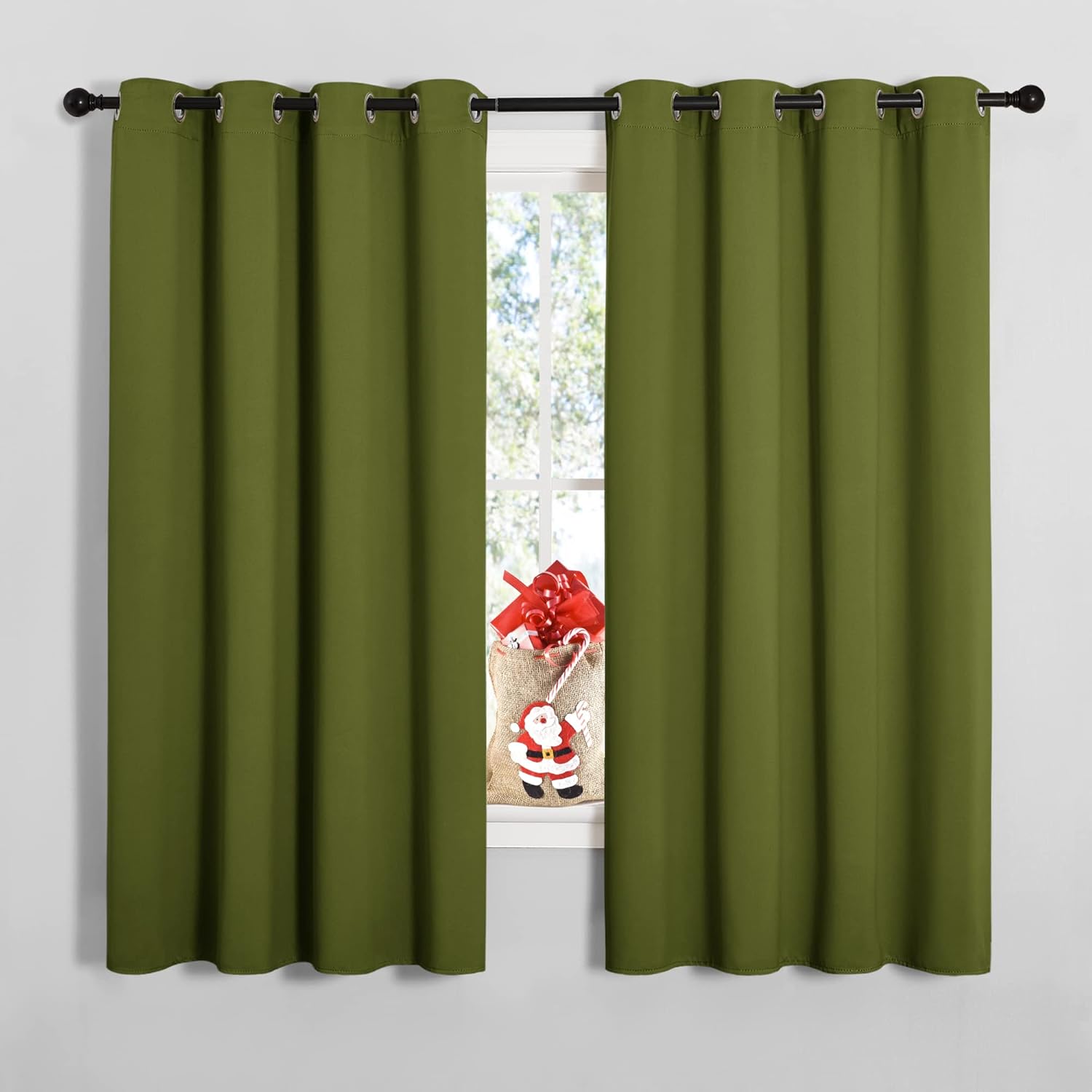 NICETOWN Blackout Curtain Panels - Thermal Insulated Draperies | Olive Green, 55 x 68 Inches (One Pair)