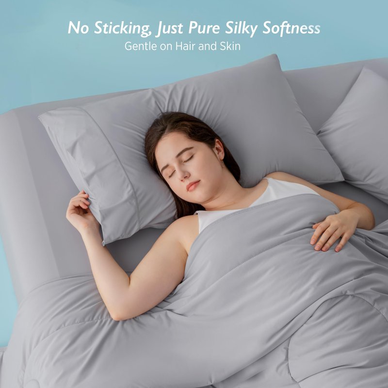 Breescape Cooling Pillow Cases Standard/Queen Size - BlendTek™ Dry & Cool Technology for Hot Sleepers and Night Sweats, Soft & Smooth Pillowcases for Hair & Skin Care, Set of 2, 20" x 30", Misty Gray