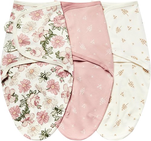 Insular Baby Swaddle Wrap - Adjustable Swaddling Set for Newborns | Soft Cotton Sleep Sack 3 Pack, Floral (0-3 Months)