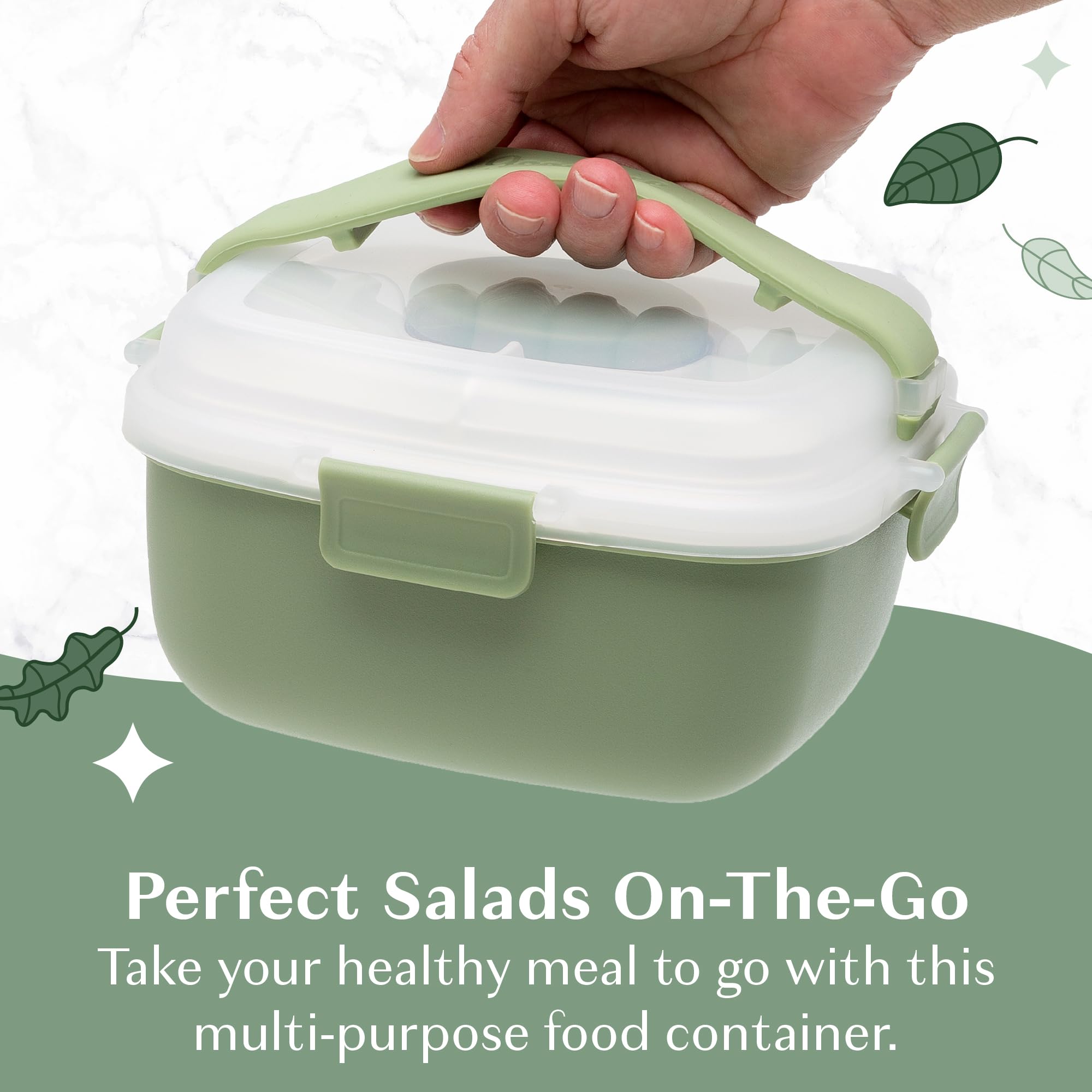 Goodful Stackable Lunch Box Container, Bento Style Food Storage with Removeable Compartments for Sandwich, Snacks, Toppings & Dressing, Leak-Proof and Made without BPA, 56-Ounce, Sage