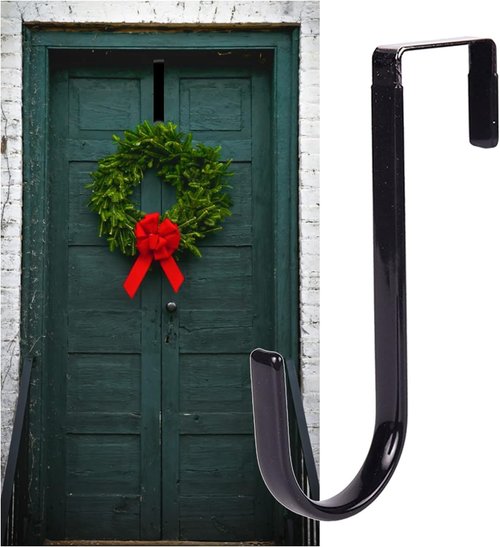 Black Wreath Hanger - Durable Carbon Steel Door Hook for Fall & Christmas Decor | 5-Inch Height