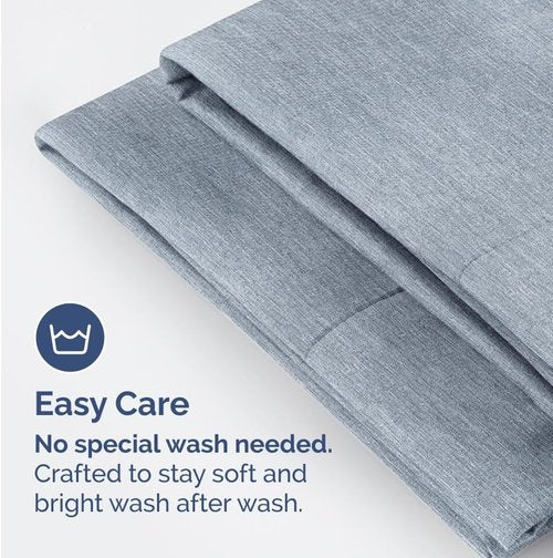 King Pillow Cases by [Brand Name] - Ultra Soft Hotel Quality Covers | Wrinkle-Free & Fade Resistant - 4 Piece Set in Heathered Blue