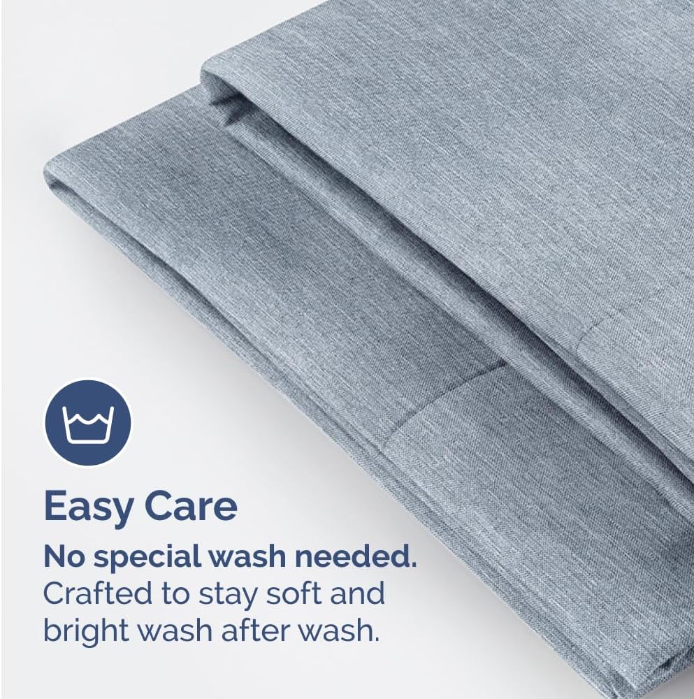 Skiennix Queen Pillow Cases Set of 4 - Ultra Soft Hotel Quality - Wrinkle Free & Fade Resistant - Heathered Blue