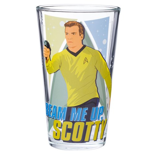 Silver Buffalo Star Trek Quotes Featuring Kirk, Spock, McCoy, and Uhura 4 Pack Pint Glass Set, 16 Ounces