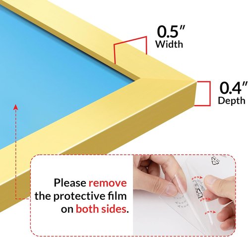 LaVie Home 5x7 Picture Frame - Elegant Gold Frame with HD Plexiglas for Wall Display | Classic Collection
