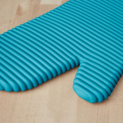 KitchenAid Ribbed Soft Silicone Oven Mitts - 2-Pack Set, 7.5"x13", Ocean Drive Color