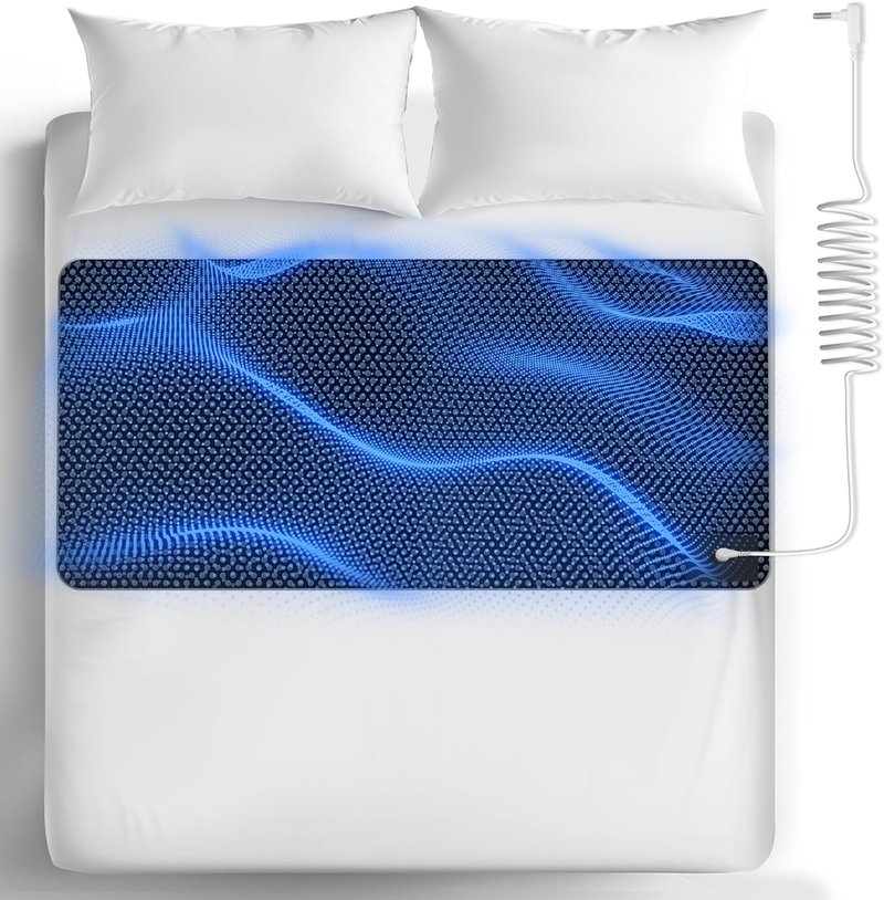 Grounding Mat for Bed, Grounding Pad for Sleep, Anti-Slip PU Leather Grounding Mattress with Grounding Cord, 27''×54‘’, Full, Blue