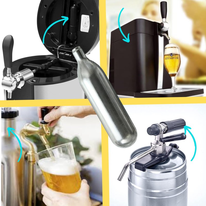 ICO C02, 10pcs, 16g CO2 Cartridges Non-Threaded, Food Grade CO2 Cartridges for Kegs and Beer Dispensers