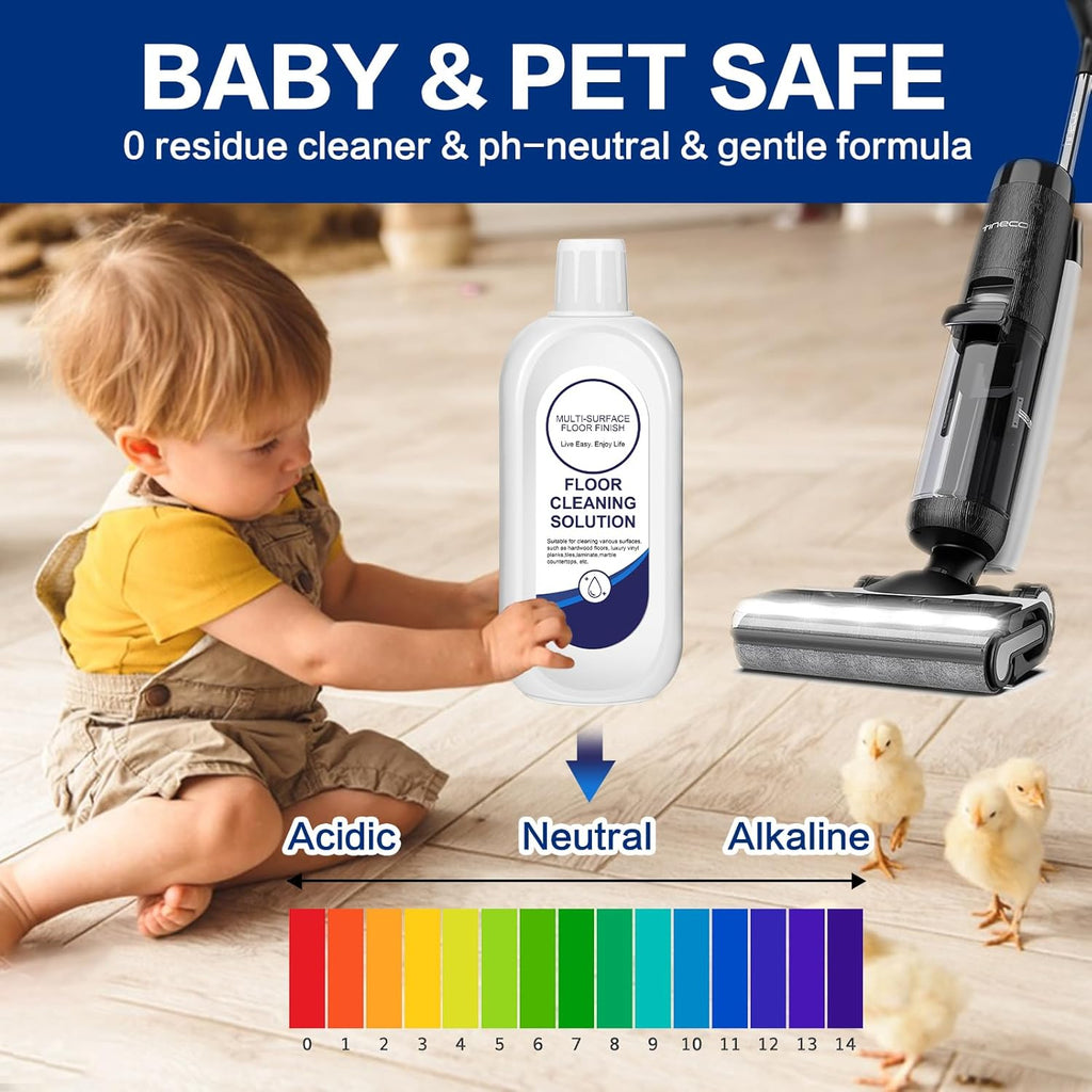 YHOVID Multi-Surface Floor Cleaning Solution - Compatible Refill for Tineco Vacuum Mop | 4 Bottles, Original Formula