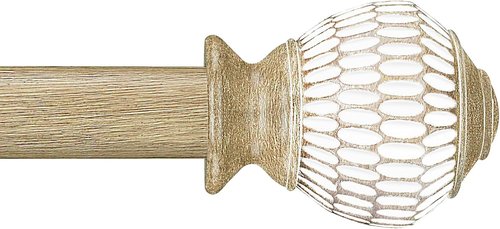 Byondeth Adjustable Curtain Rods - 16 to 48 Inches, 1 Inch Diameter with Wood Grain Leaf Finials