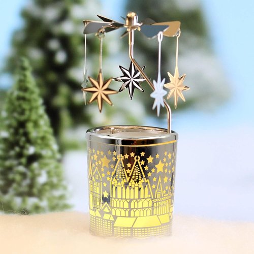 iLajao Candle Carousel - Spinning Metal Tealight Holder for Christmas & Valentine's Decor | Moravian Star Design