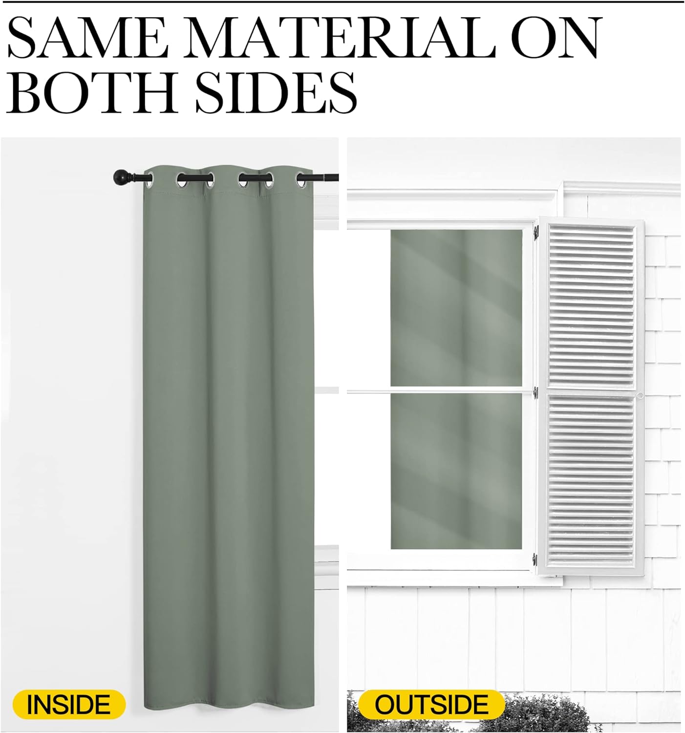 NICETOWN Blackout Curtain Panels - Thermal Insulated Grommet Drapes for Basement | Greyish Green, 34x84 Inch (1 Pair)