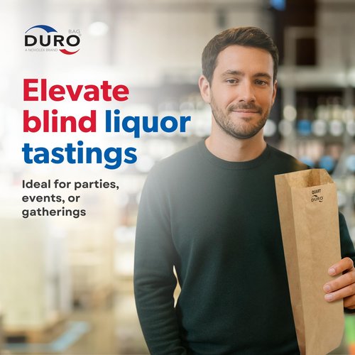 Duro Kraft Paper Wine & Liquor Bags for Quart-Sized Bottles, 4.25x2.5x16 Inches, Ideal Paper Gift Bags for Blind Wine Tastings, Retail & Liquor Stores - 500 Count