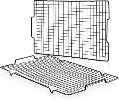 HULISEN Cooling Rack 2 Pack - Nonstick Baking Racks with Handles | 16" x 10" for Cookies & Grilling