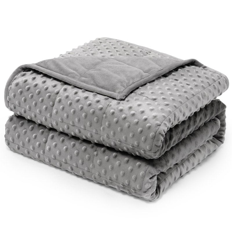 Wemore Minky Dot Weighted Blanket for Kids 5 lbs, Soft Cozy Heavy Blanket for Stress Relief and Sleep Promotion, Breathable Blanket for All-Season with Glass Beads, Grey 36 x 48 inches