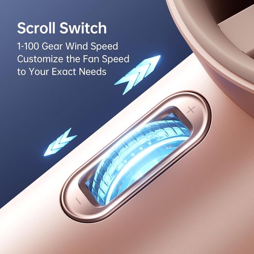 JISULIFE Portable Handheld Fan - Adjustable Speed Turbo Mini with 3600mAh Battery | Pink Color for Travel & Outdoor