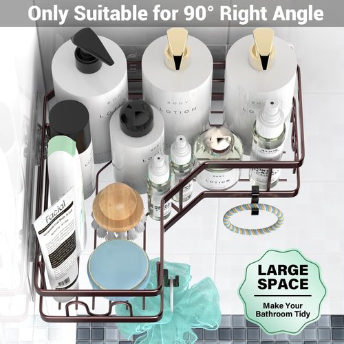 AKTECKE Corner Shower Caddy Organizer - Adhesive No-Drill Rack for Bathtub - 3-Pack Rustproof Shelves