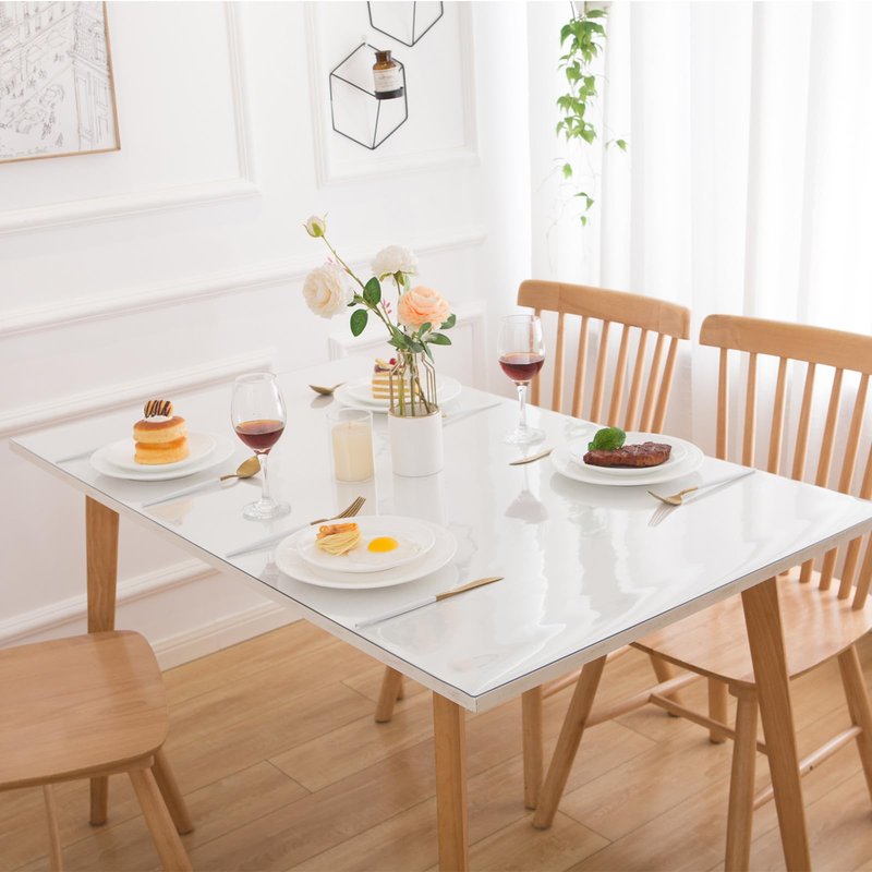Eisdroma 54 x 54 Inch Clear Table Cover Protector, Clear Table Protector for Dining Room Table, 1.5mm Plastic Table Cover, Waterproof Table Pad for Kitchen, Office