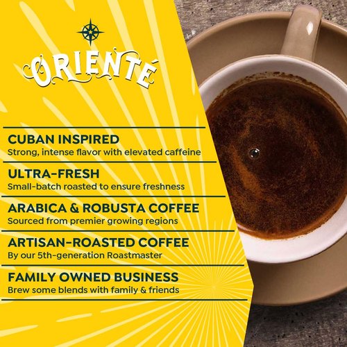 Oriente Sweetened Espresso Coffee Pods, 18 ct, Dark Roast Flavored Cuban Inspired Coffee in Single Serve Pods - 100% Arabica Coffee, Compatible with Keurig K Cups Maker