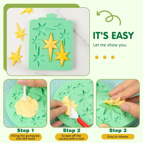 KALAIEN Star Molds Silicone,3 Pcs Star Chocolate Mold for Candy Baking Molds DIY Resin Mold