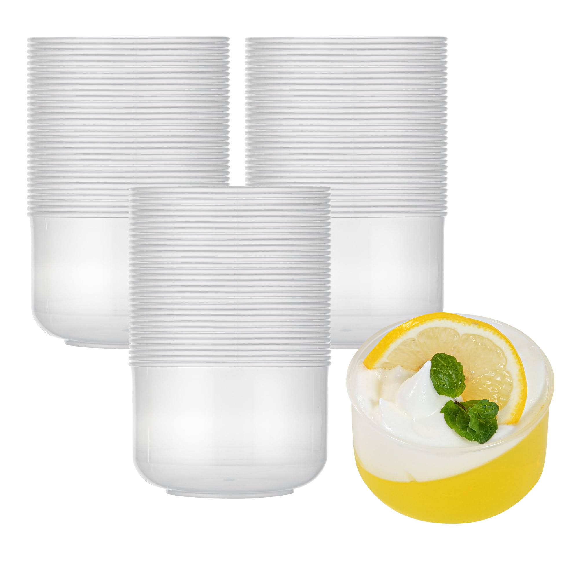 Restaurantware Mini Serve 4.4 Ounce Plastic Dessert Cups, 100 Disposable Round Serving Cups - Lids Sold Separately, Stackable, Clear Plastic Parfait Cup, Durable, For Ice Cream, Gelato, And Sorbet