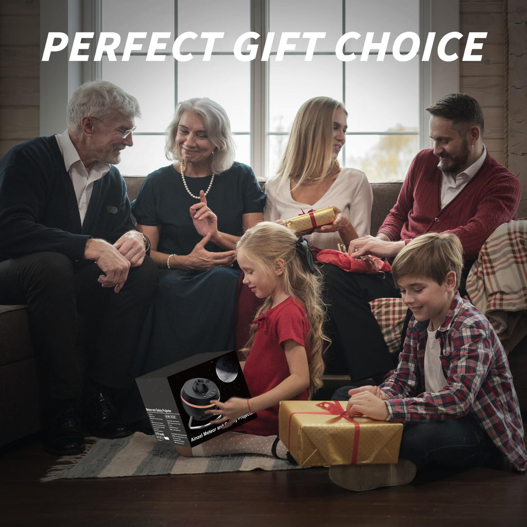 Ainael Galaxy Projector, Star Projector Home Planetarium Space Ceiling Starry Sky Night Light with Light Strip, Meteor and Galaxy Projector for Kid Adult Bedroom Christmas Gift (Black)