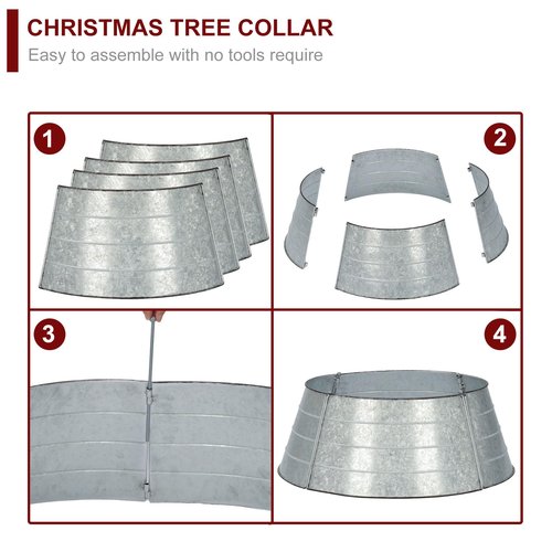 BAYN Metal Christmas Tree Collar, 23-Inch Diameter Base Cover Christmas Tree Ring Stand-Galvanized