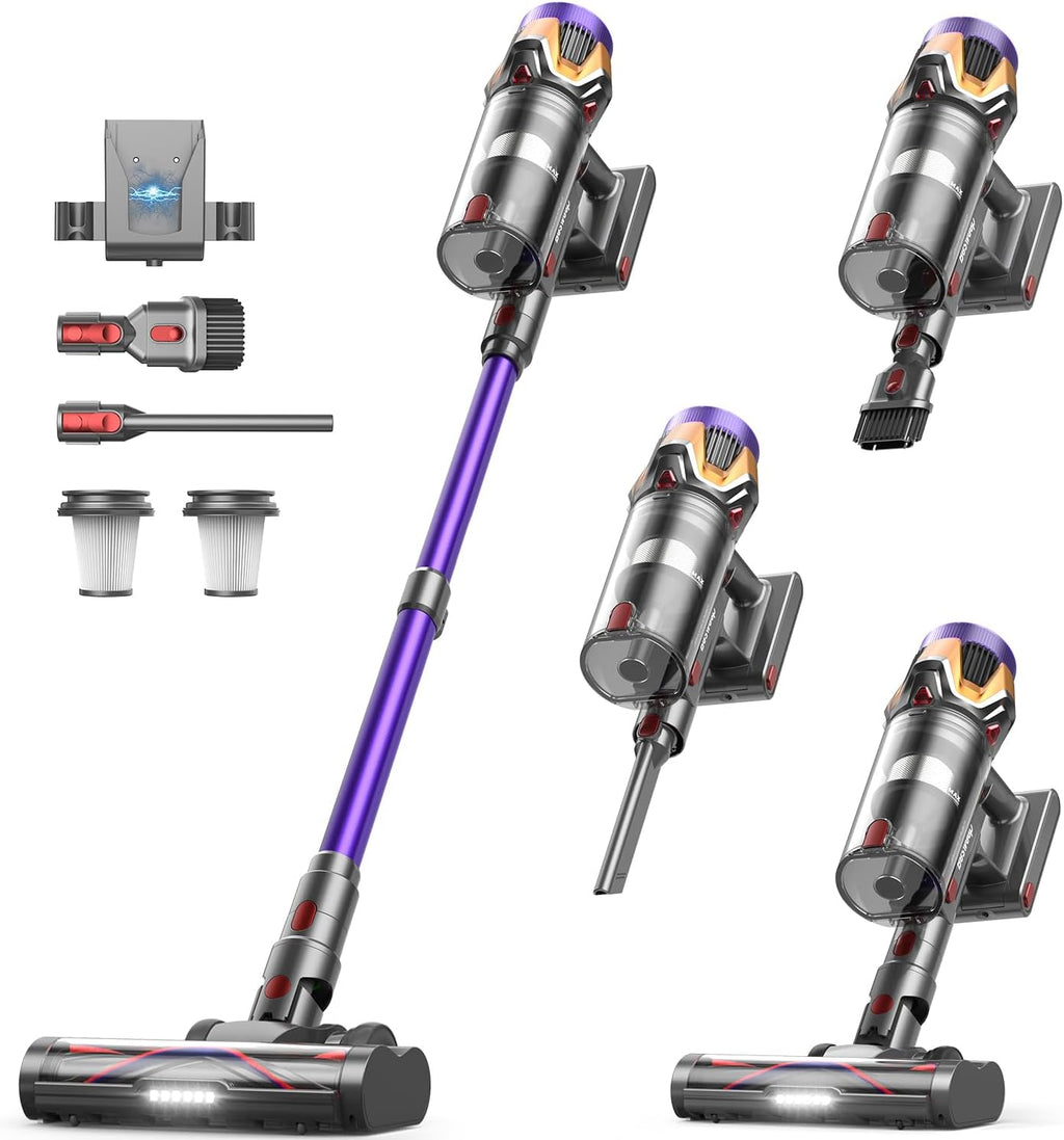 Skiennix Cordless Vacuum Cleaner - 55Kpa Suction Power, 70 Minutes Runtime, Touch Screen | Self-Standing Design for Home & Pet Hair