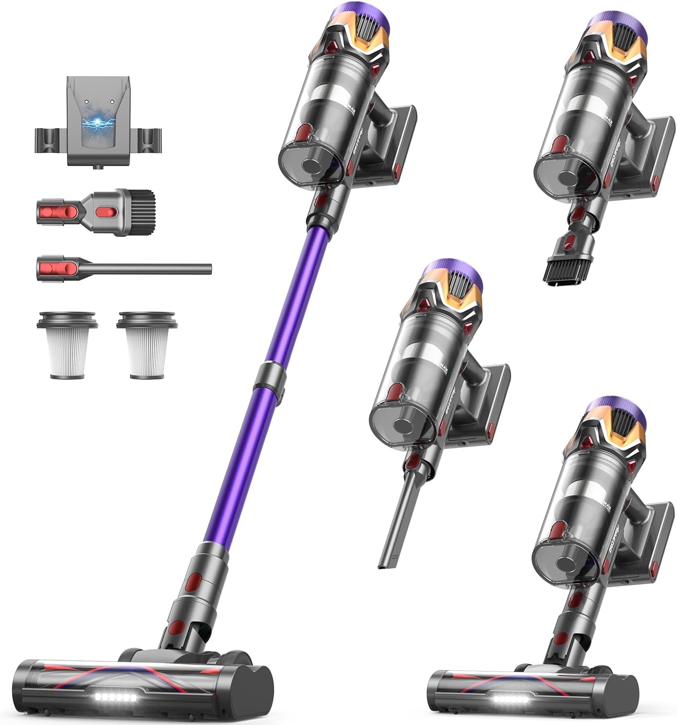 Skiennix Cordless Vacuum Cleaner - 55Kpa Suction Power, 70 Minutes Runtime, Touch Screen | Self-Standing Design for Home & Pet Hair